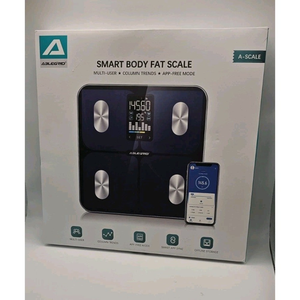 ABLEGRID Body Fat Scale, Digital Smart Bathroom Scale NEW - Open Box